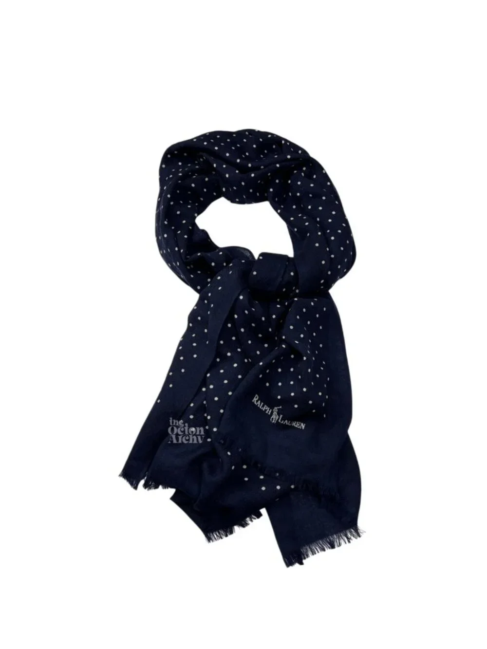 Polo Ralph Lauren Polka-Dot Fringe Scarf 'Navy/White' PC1067 Brand New